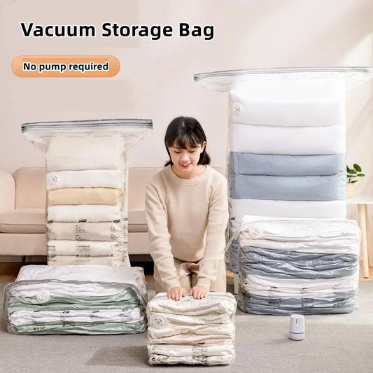 No Pump Required Vacuum Compression Bag for Storing Clothes Clothing Empty Packed Bags Storage Organizer Travel Accessories